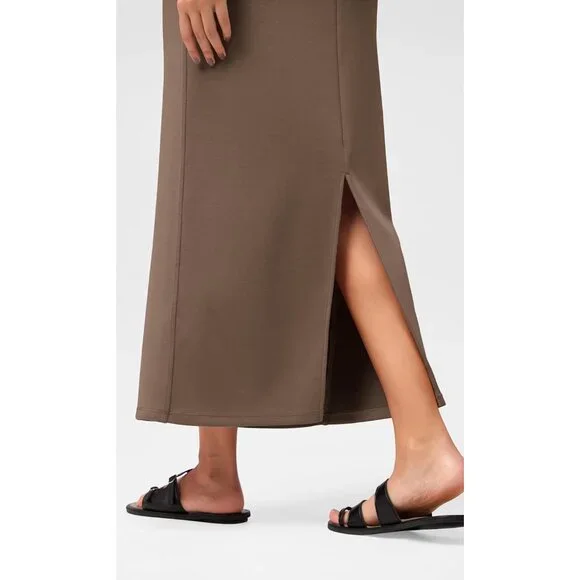 Women's Nutria Back Slit High Waist Casual Long Pencil Modal Soft Maxi Skirt - Picture 4 of 5